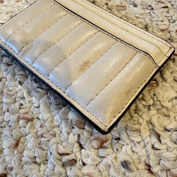 Coach Womens ID Slim Card Case Holder Wallet Linear Quilted Small Cream Travel - Picture 7 of 9